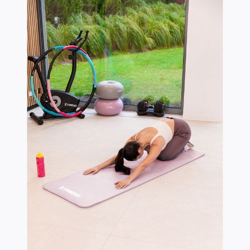 Gimnasztikai szőnyeg XTREXO NBR 15 mm pánttal rózsaszín