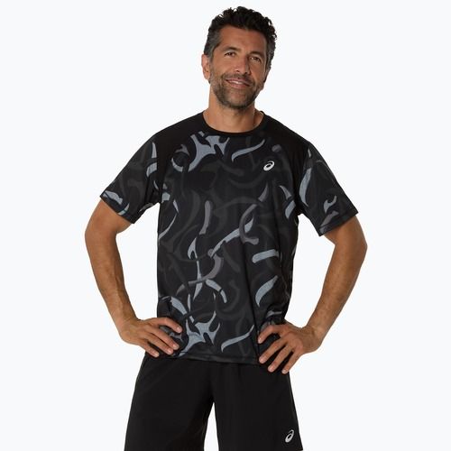 Férfi futópóló ASICS Road All Over Print Top performance black