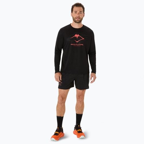 Férfi hosszú ujjú futófelső ASICS Fujitrail Logo performance black/carbon/coral reefl
