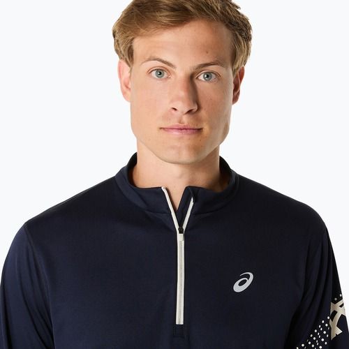 Férfi hosszú ujjú futófelső ASICS Icon LS 1/2 Zip midnight