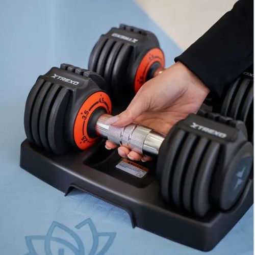 Állítható kézisúlyzó készlet XTREXO 2 x 5,75 kg fekete