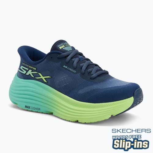 Női SKECHERS Max Cushioning Endeavour Hallandale navy/lime futócipők