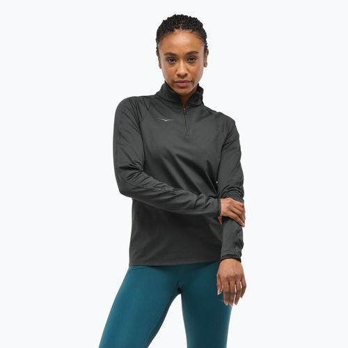 Női futó pulóver HOKA GlideTech Quarter Zip fekete