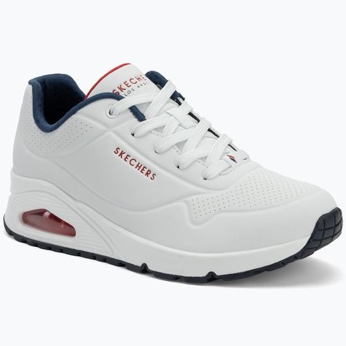 SKECHERS Uno Stand On Air női cipő fehér durabuck/navy/piros szegély/mesh