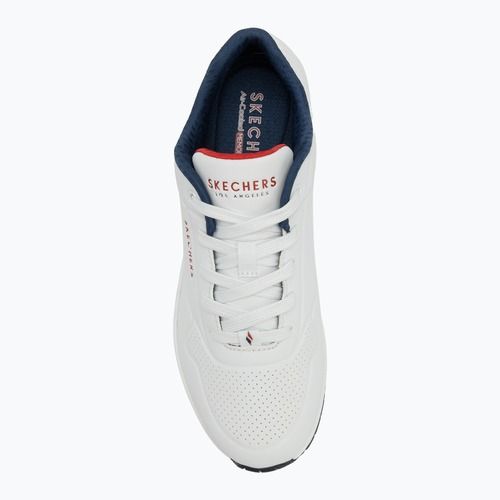 SKECHERS Uno Stand On Air női cipő fehér durabuck/navy/piros szegély/mesh
