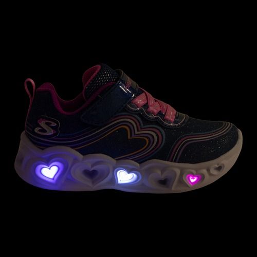 SKECHERS Heart Lights Retro Hearts gyerek cipő navy bőr/multi trim