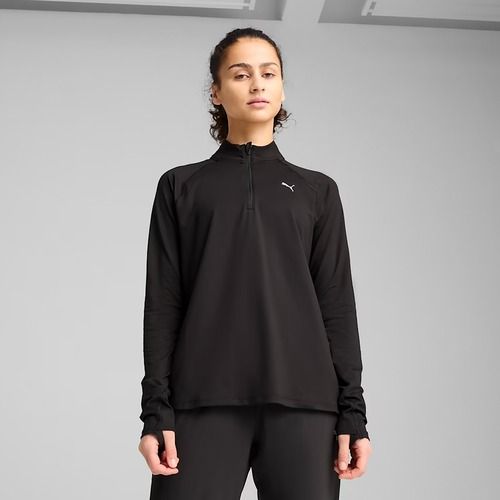 Női futó pulóver PUMA Run Velocity Cloudspun 1/4 Zip puma fekete puma fekete