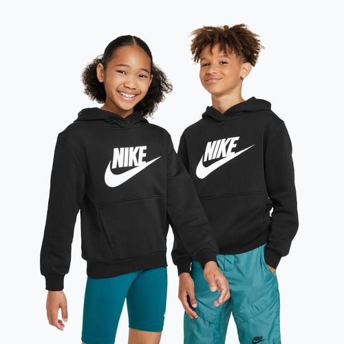 Gyermek Nike Club Fleece kapucnis pulóver fekete/fehér