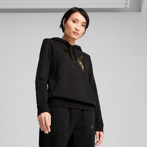 Női pulóver PUMA ESS Metalic Hoodie TR puma fekete/metál arany