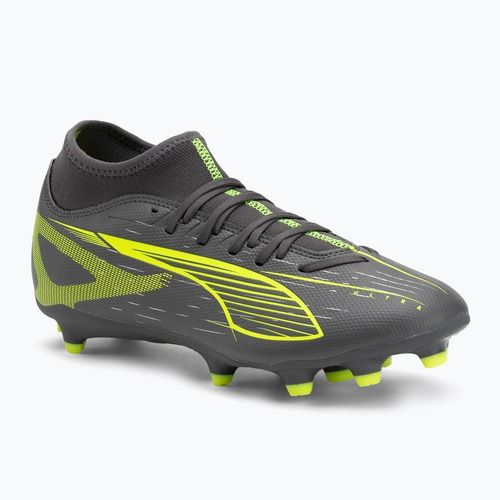 Férfi futballcipő PUMA Ultra 5 Play+ FG/AG matt öregedő ezüst/sárga riasztás/puma öregedő ezüst