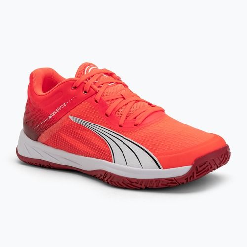 PUMA Accelerate Turbo kézilabdacipő izzó piros/fehér/sötét bíbor/fekete