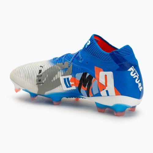 Férfi futballcipő PUMA Future 8 Ultimate Forever FG fehér/ultrakék/tollszürke/puma fekete/izzó vörös