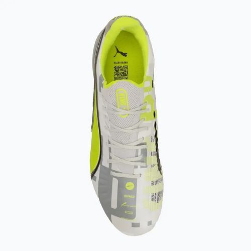PUMA King Ultimate Forever FG/AG férfi futballcipő tollszürke/elektromos lime/puma fehér/fekete világosszürke