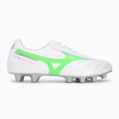Mizuno Morelia II Club Md fehér/neonzöld/galaxis ezüst férfi futballcipő