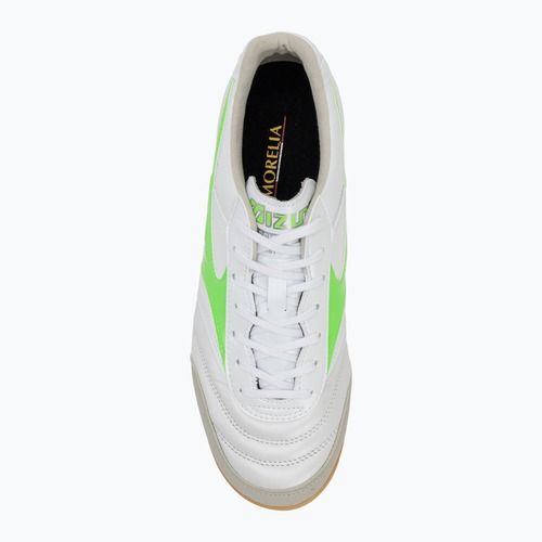 Mizuno Morelia Sala Elite IN férfi futballcipő fehér/neonzöld/galaxy ezüst