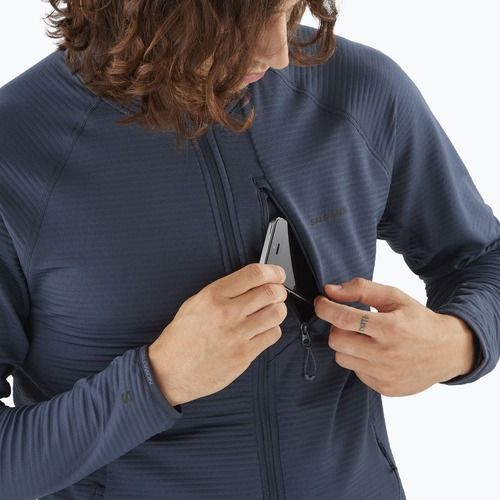 Férfi Salomon Lightwarm Full Zip trekking pulóver kék éjszaka