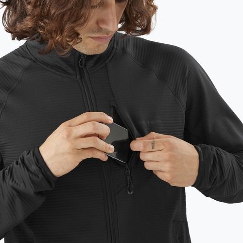 Férfi Salomon Lightwarm Full Zip trekking pulóver mély fekete