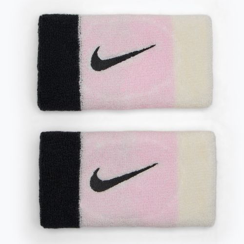 Nike Swoosh dupla széles csuklópántok 2 db rózsaszín hab/kókusztej/fekete