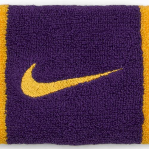 Nike Swoosh dupla széles csuklópántok 2 db egyetemi arany/pálya lila/egyetemi arany