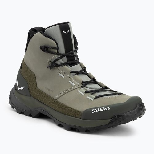 Salewa férfi túrabakancs Puez Leather Mid Ptx shadow / sötét olíva árnyék / dark olive
