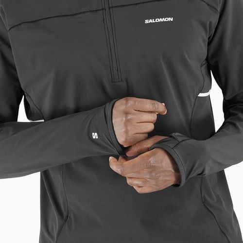 Férfi Salomon Sense Aero Hybrid Half Zip kapucnis futó melegítőfelső mélyfekete