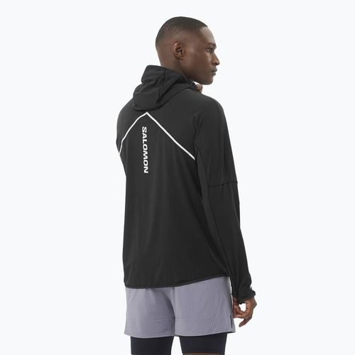 Férfi Salomon Sense Aero Hybrid Half Zip kapucnis futó melegítőfelső mélyfekete