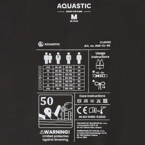 AQUASTIC Classic 50N biztonsági mellény kék