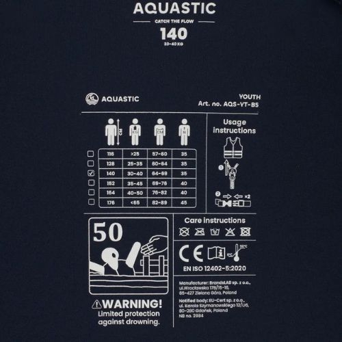 AQUASTIC Youth 50N zöld gyermekbiztonsági mellény
