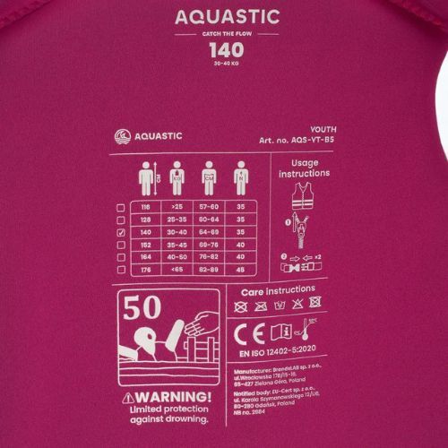 Gyermek AQUASTIC Youth 50N biztonsági mellény rózsaszínű