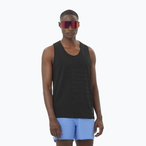 Férfi futó felső Salomon Sense Aero Singlet GFX mély fekete