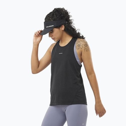 Női futó felső Salomon SHAKEout Core Tank mély fekete