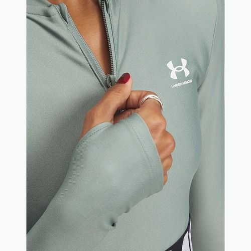 Női Under Armour Heat Gear Rib 1/4 Zip szilikazöld/szilikazöld/fehér edzőfelső