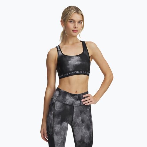 Under Armour Crossback Mid Print edzőmelltartó fekete/titánszürke/titánszürke