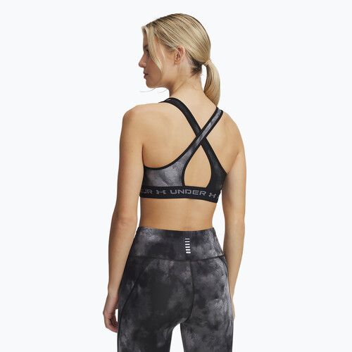 Under Armour Crossback Mid Print edzőmelltartó fekete/titánszürke/titánszürke