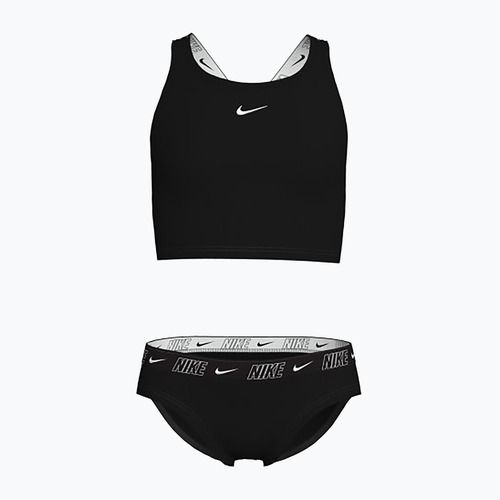 Gyermek kétrészes fürdőruha Nike Logo Tape Crossback Midkini fekete