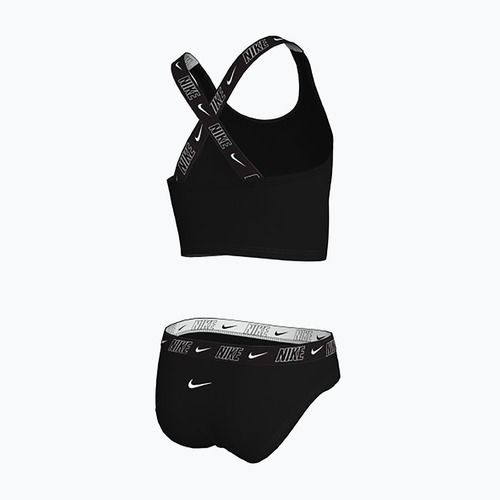 Gyermek kétrészes fürdőruha Nike Logo Tape Crossback Midkini fekete