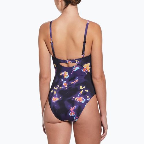 Nike Floral Blur V-nyakú női egyrészes fürdőruha fekete