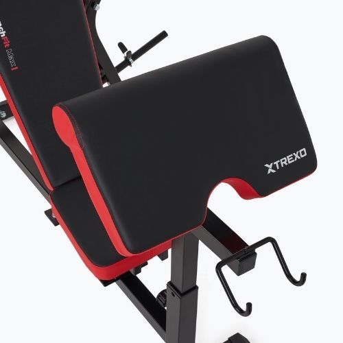 XTREXO BenchFit Max edzőpad állvánnyal és imarúddal fekete színben