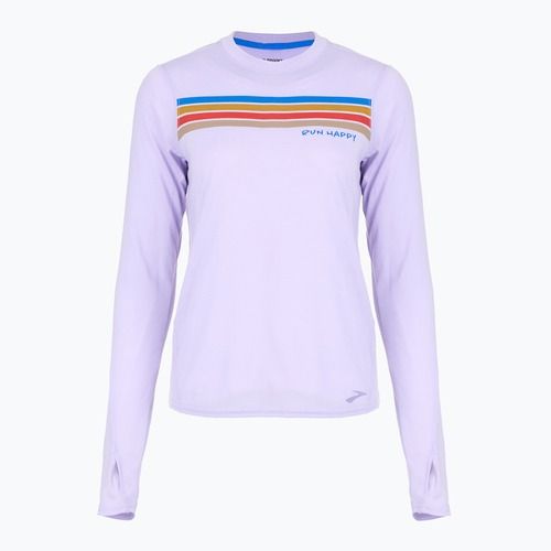 Női Brooks Distance Graphic LS heather violet dash/stripe futópóló