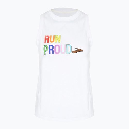Női Brooks Distance Graphic Tank fehér/szivárvány/szemöldök futópóló