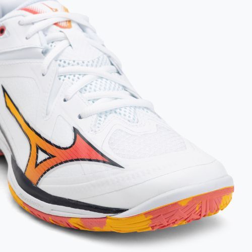 Mizuno Wave Claw 3 tollaslabda cipő fehér/citrus/calypso coral