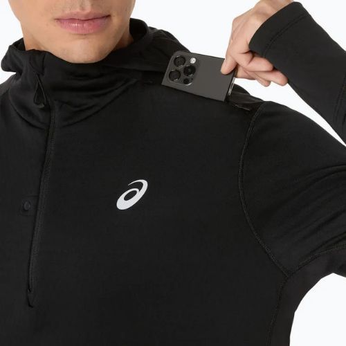 Férfi ASICS Road Winter Hoodie teljesítmény fekete futó melegítőfelső