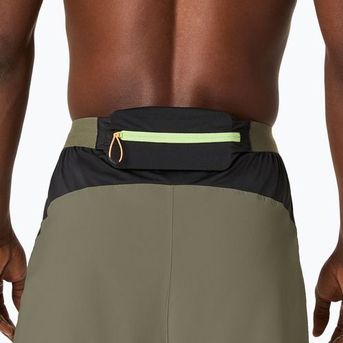 ASICS férfi futónadrág Fujitrail All Over Print 5IN köpeny zöld