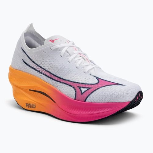 Mizuno Wave Rebellion Pro 3 futócipő fehér/rózsaszín tetra/tang narancssárga