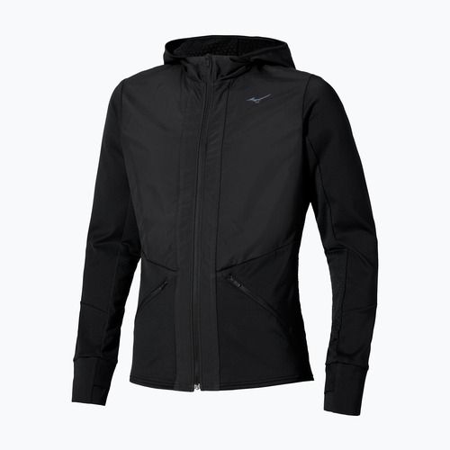 Férfi Mizuno Warmalite Hybrid Full Zip kapucnis futó dzseki fekete