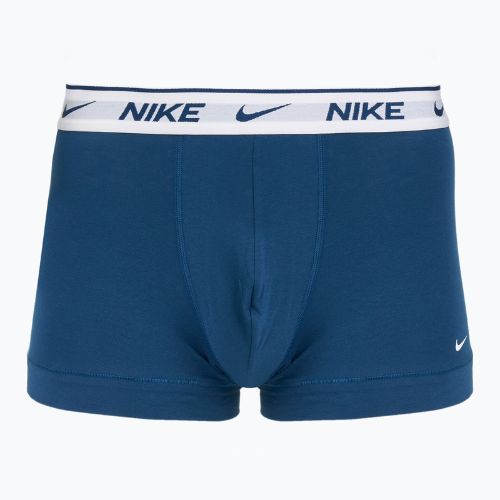 Férfi boxeralsó Nike Everyday Cotton Stretch Trunk 3 pár világos hadseregkék/kék erő/fehér derékszíjjal