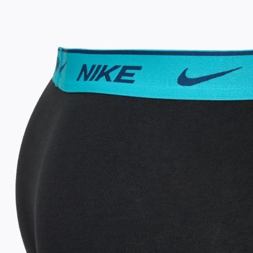 Férfi boxeralsó Nike Everyday Cotton Stretch Trunk 3 pár fekete világos kék/poros kaktusz/fekete derékpánt fekete derékrész