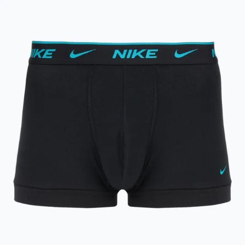 Férfi boxeralsó Nike Everyday Cotton Stretch Trunk 3 pár fekete világos kék/poros kaktusz/fekete derékpánt fekete derékrész