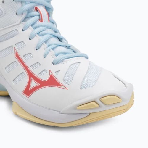 Női röplabda cipő Mizuno Wave Voltage 2 Mid fehér/calypso coral/pale banán