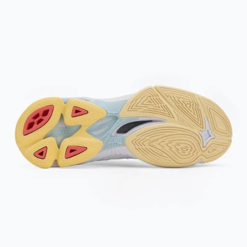 Női röplabda cipő Mizuno Wave Voltage 2 Mid fehér/calypso coral/pale banán